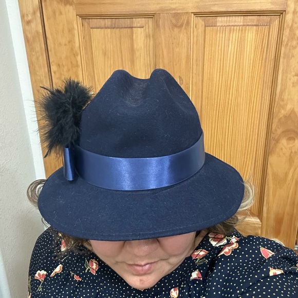 Elegant Navy Blue Women's Fedora - Picture 5 of 9